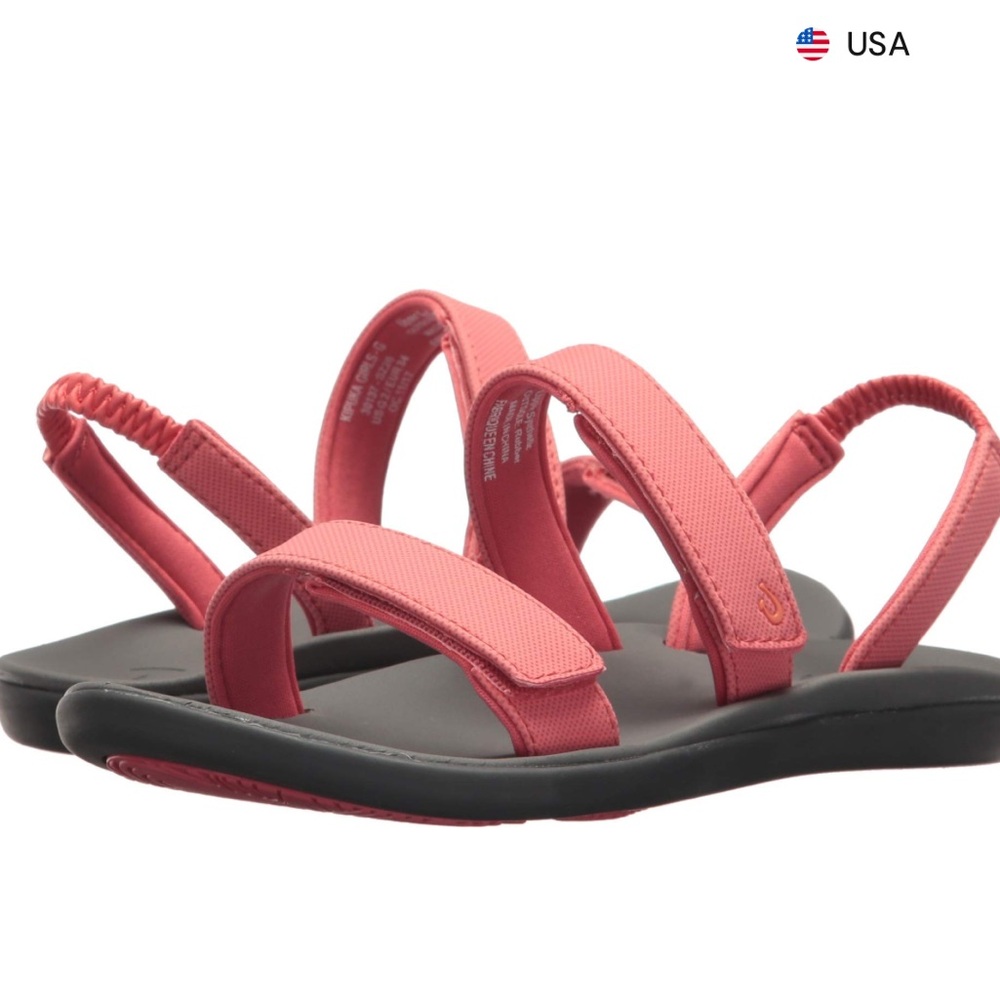 OluKai Kipuka Girl's Comfort Sandals Spiced Coral/Charcoal - Size 1 - Little Kid